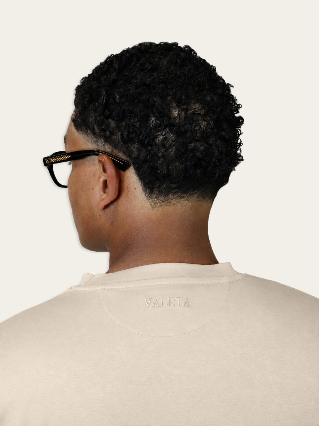Mercerized T-shirt Beige - Back logo