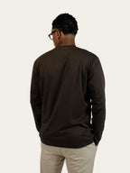 Mercerized Longsleeve Bruin - Model achterkant