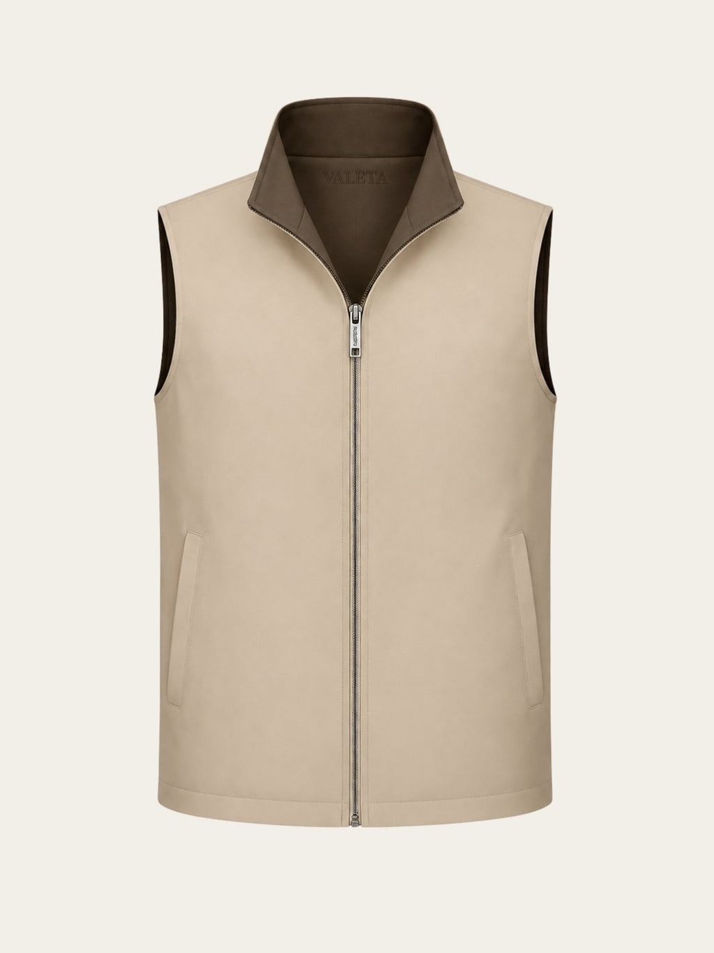 Reversible Bodywarmer - Bruin/Beige voorkant beige zijde