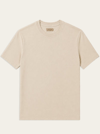 Mercerized T-shirt Beige - Voorkant