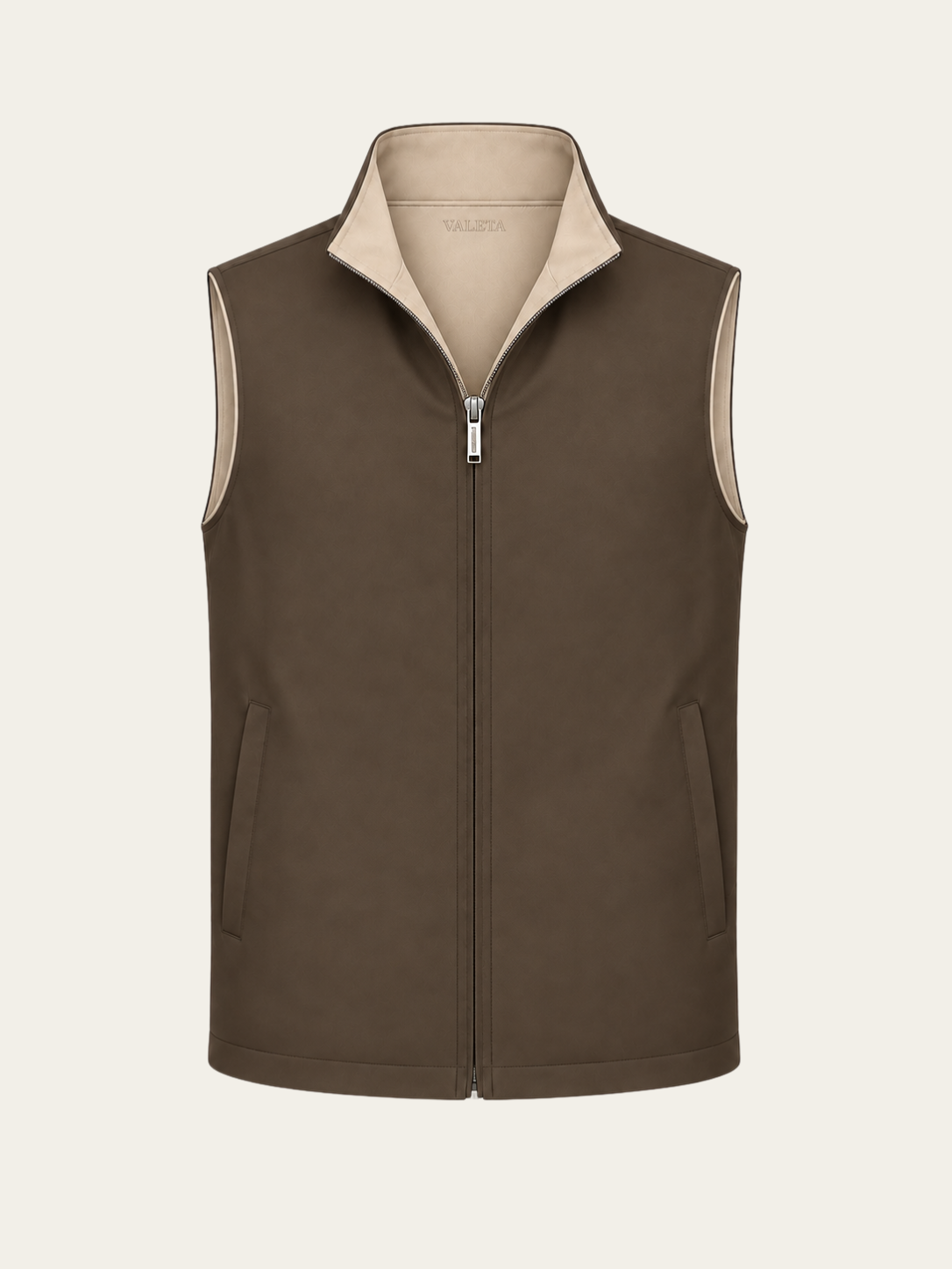 Reversible Bodywarmer - Bruin/Beige voorkant bruine zijde