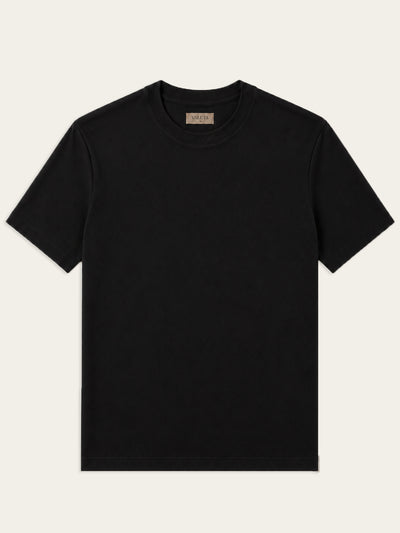 Mercerized T-shirt Zwart - Voorkant