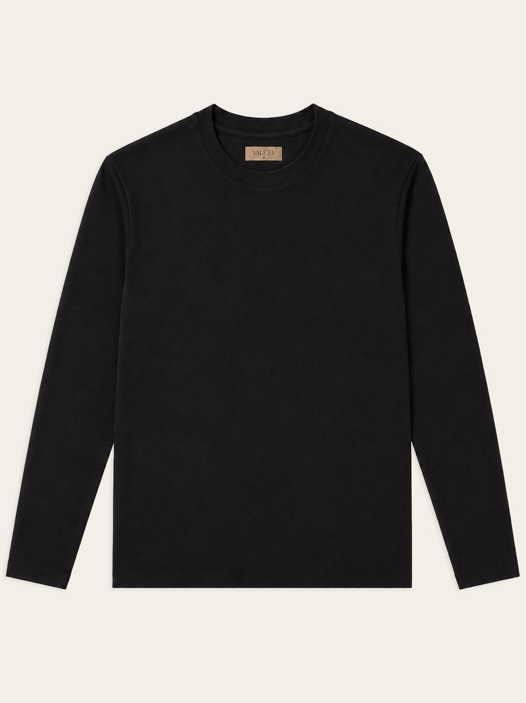 Mercerized Longsleeve Zwart - Voorkant