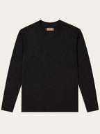 Mercerized Longsleeve Zwart - Voorkant